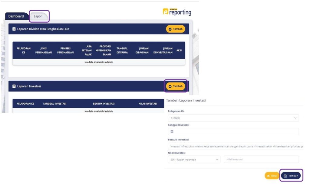 Lapor E-reporting Investasi 2